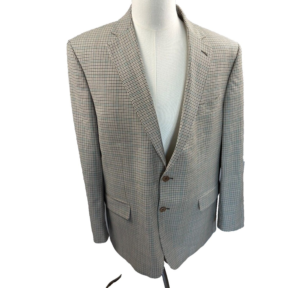 Brooks Brothers Explorer Regent Fit Blazer Tan Brown Green Check Wool 46R